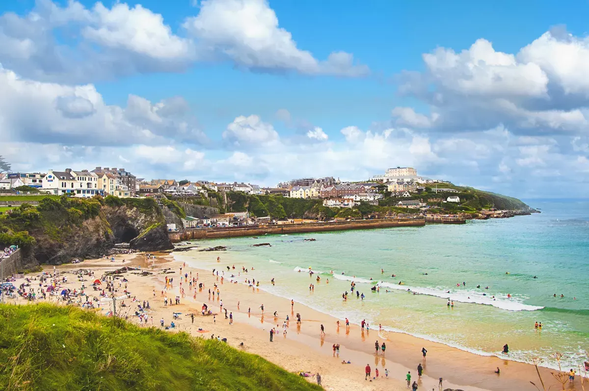 Newquay beach and harbour, Cornwall